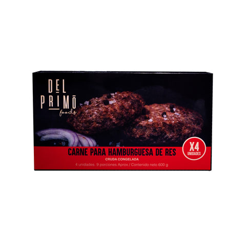 Carne para Hamburguesa de Res x4 unds